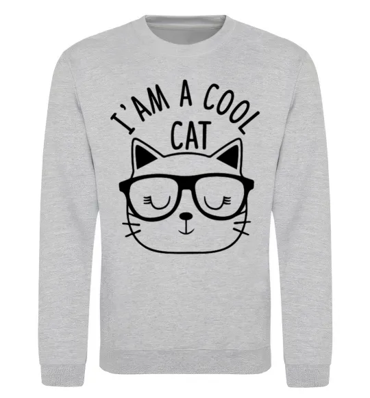 Свитшот I am a cool cat Серый меланж фото