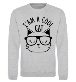 Свитшот I am a cool cat Серый меланж фото