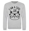 Свитшот I am a cool cat Серый меланж фото