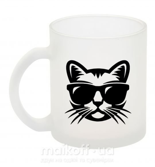 Чашка скляна Кот в очках Фроузен фото