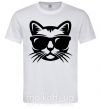 Мужская футболка Кот в очках Белый фото
