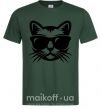 Мужская футболка Кот в очках Темно-зеленый фото