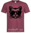 Чоловіча футболка Кот в очках Бордовий фото