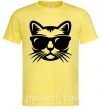Мужская футболка Кот в очках Лимонный фото