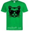 Мужская футболка Кот в очках Зеленый фото