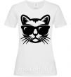 Жіноча футболка Кот в очках Білий фото