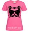 Жіноча футболка Кот в очках Яскраво-рожевий фото