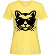Женская футболка Кот в очках Лимонный фото