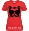 Жіноча футболка Кот в очках Червоний фото