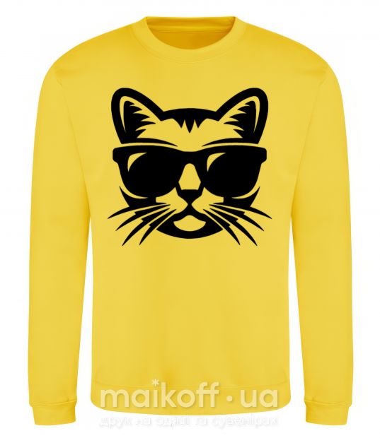 Свитшот Кот в очках Солнечно желтый фото