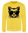 Світшот Кот в очках Сонячно жовтий фото