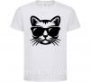 Детская футболка Кот в очках Белый фото