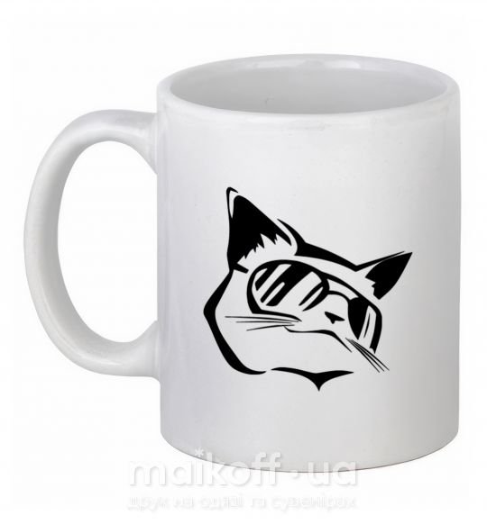 Чашка керамическая Крутой кот Белый фото
