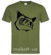 Чоловіча футболка Крутой кот Оливковий фото