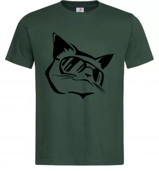 Мужская футболка Крутий кіт Темно-зеленый фото