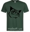 Мужская футболка Крутой кот Темно-зеленый фото