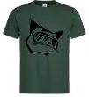 Мужская футболка Крутий кіт Темно-зеленый фото