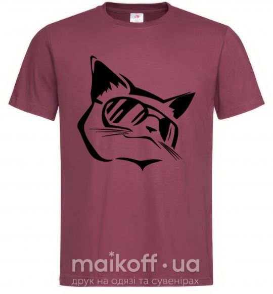 Чоловіча футболка Крутой кот Бордовий фото