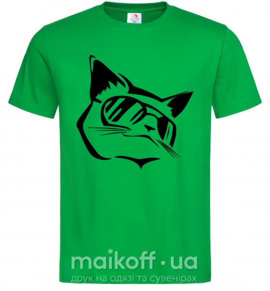 Чоловіча футболка Крутой кот Зелений фото