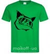 Мужская футболка Крутой кот Зеленый фото