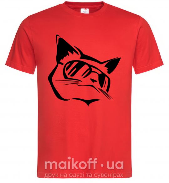 Мужская футболка Крутой кот Красный фото