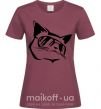 Женская футболка Крутой кот Бордовый фото