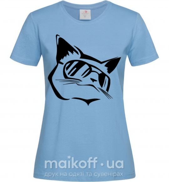 Женская футболка Крутой кот Голубой фото