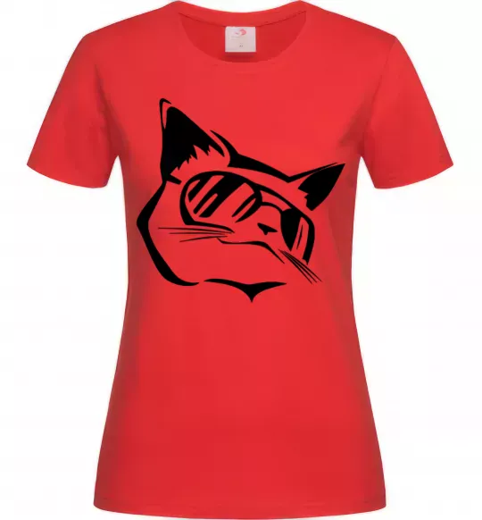 Женская футболка Крутий кіт Красный фото