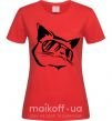 Женская футболка Крутой кот Красный фото