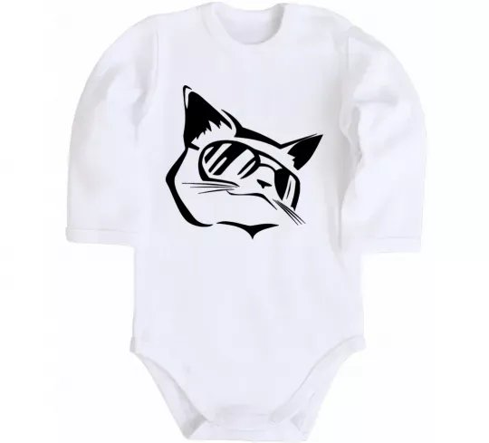 Детский боди Крутий кіт Белый фото