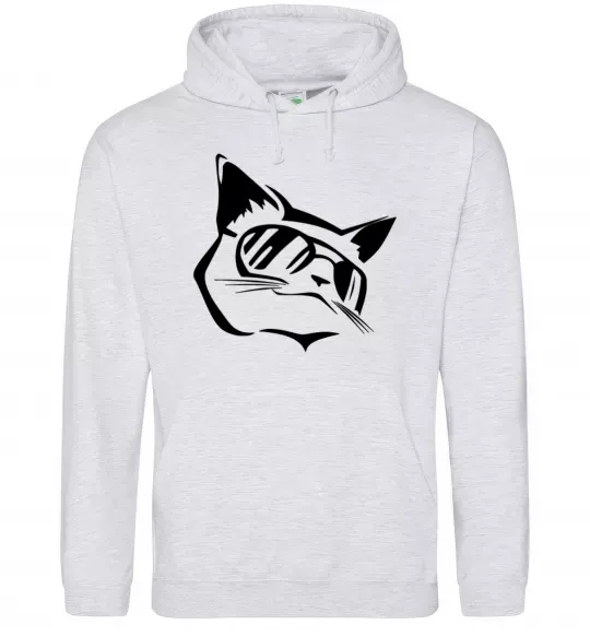 Женская толстовка (худи) Крутий кіт Серый меланж фото