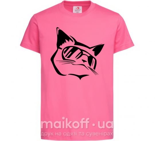 Дитяча футболка Крутой кот Яскраво-рожевий фото