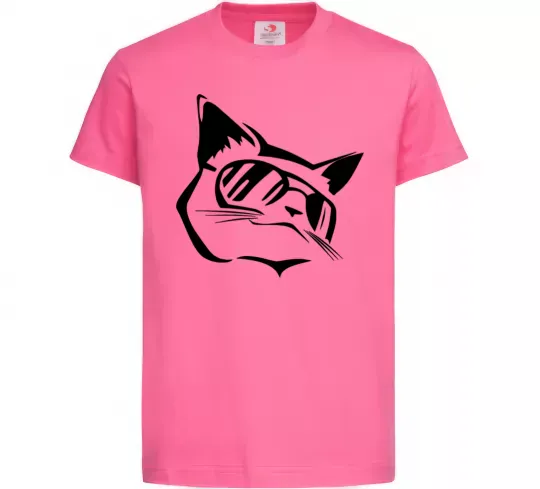 Дитяча футболка Крутий кіт Яскраво-рожевий фото