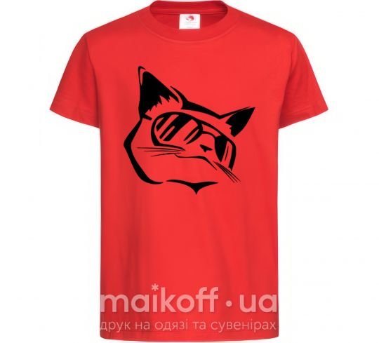 Детская футболка Крутой кот Красный фото