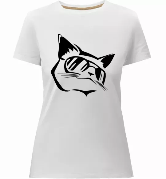 Жіноча преміум футболка Крутий кіт Білий фото
