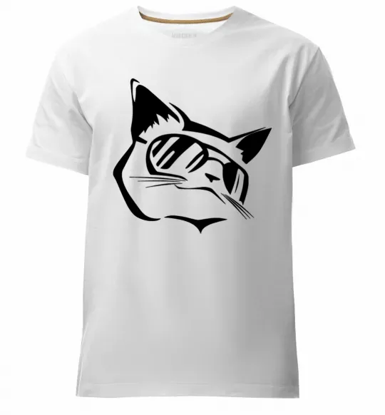 Мужская премиум футболка Крутий кіт Белый фото