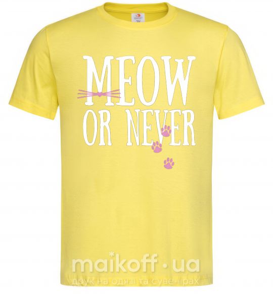 Мужская футболка Meow or never Лимонный фото
