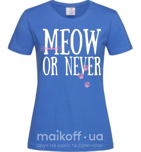 Жіноча футболка Meow or never Яскраво-синій фото