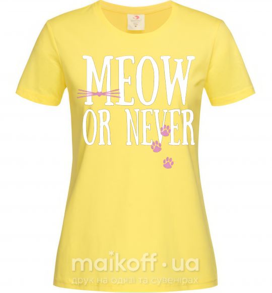 Женская футболка Meow or never Лимонный фото
