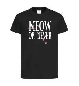 Детская футболка Meow or never Черный фото