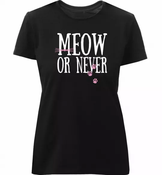 Жіноча преміум футболка Meow or never Чорний фото