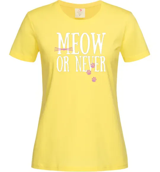Женская футболка Meow or never Лимонный фото