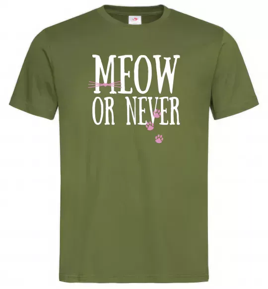 Чоловіча футболка Meow or never Оливковий фото