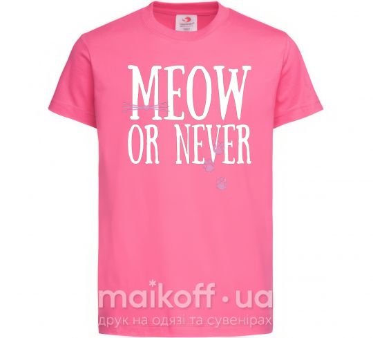 Детская футболка Meow or never Ярко-розовый фото
