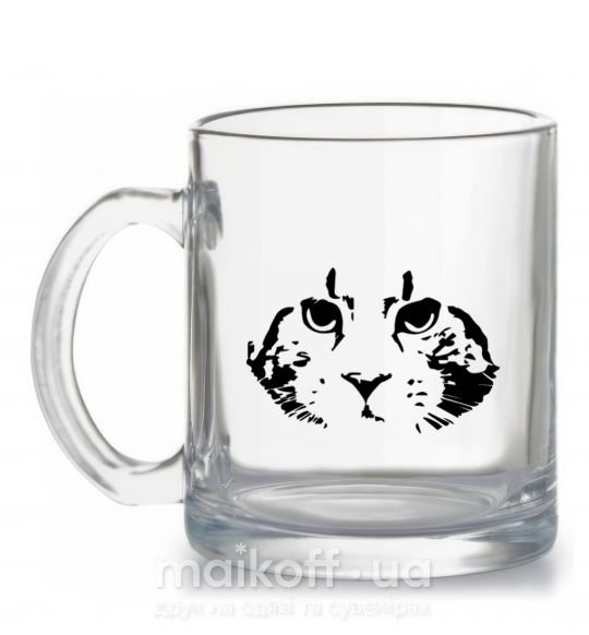 Чашка стеклянная Cat portrait Прозрачный фото