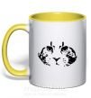 Чашка з кольоровою ручкою Cat portrait Сонячно жовтий фото