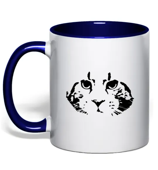 Чашка з кольоровою ручкою Cat portrait Глибокий темно-синій фото