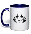 Чашка з кольоровою ручкою Cat portrait Глибокий темно-синій фото