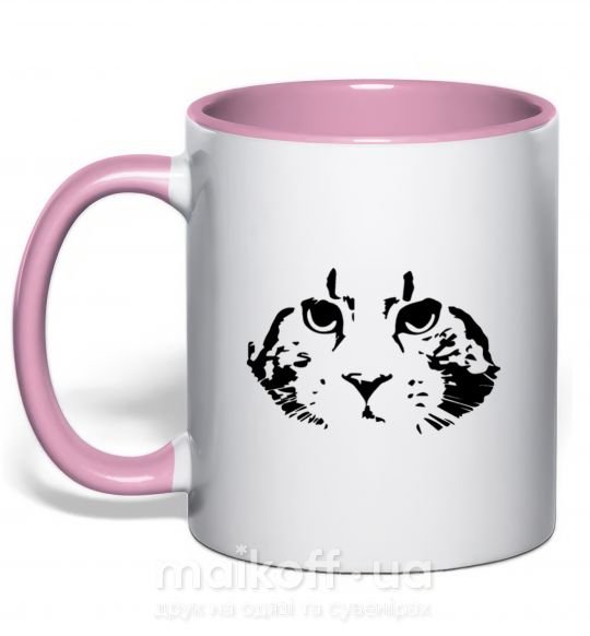 Чашка з кольоровою ручкою Cat portrait Ніжно рожевий фото