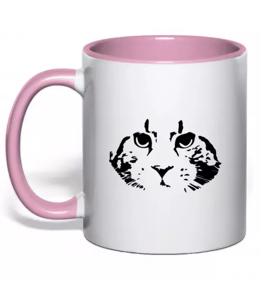 Чашка з кольоровою ручкою Cat portrait Ніжно рожевий фото